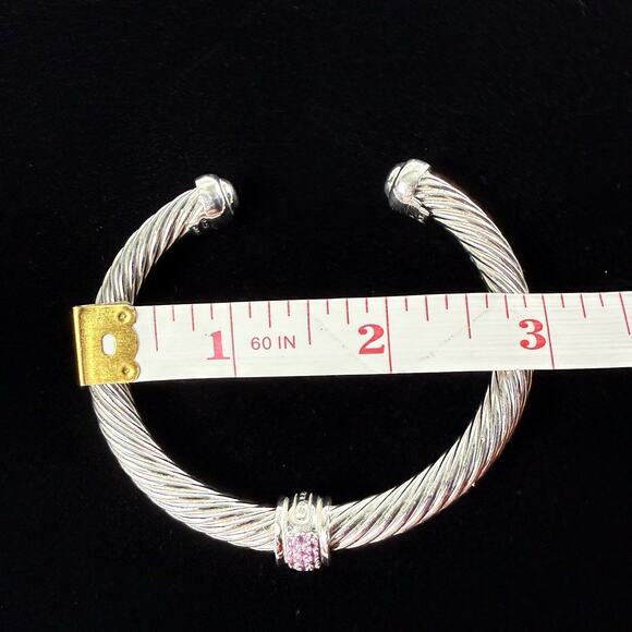 David Yurman Bracelet Cable Classics Sterling Silver Pink Sapphire 925 Box 7mm - Picture 9 of 9